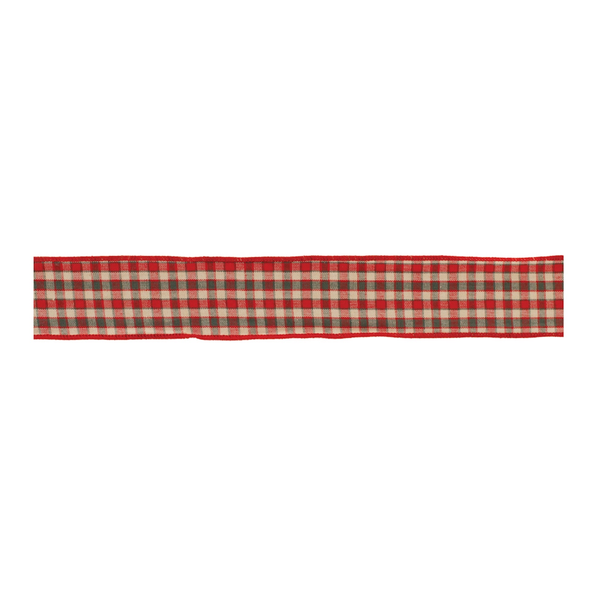 Plaid Holiday Ribbon set of 2 – red black white plaid wired ribbon 2.5" x 5 yds each | RRO Home
