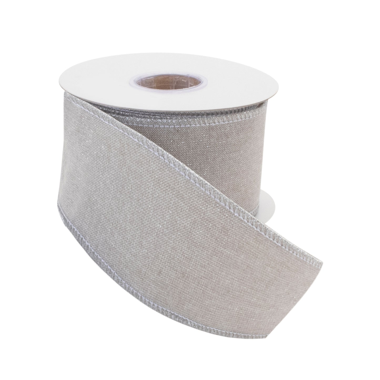 Beige shimmer wired ribbon set of 2 – 2.5" x 5 yds with subtle sparkle, perfect for wreaths, bows, and holiday decorating | RRO Home
