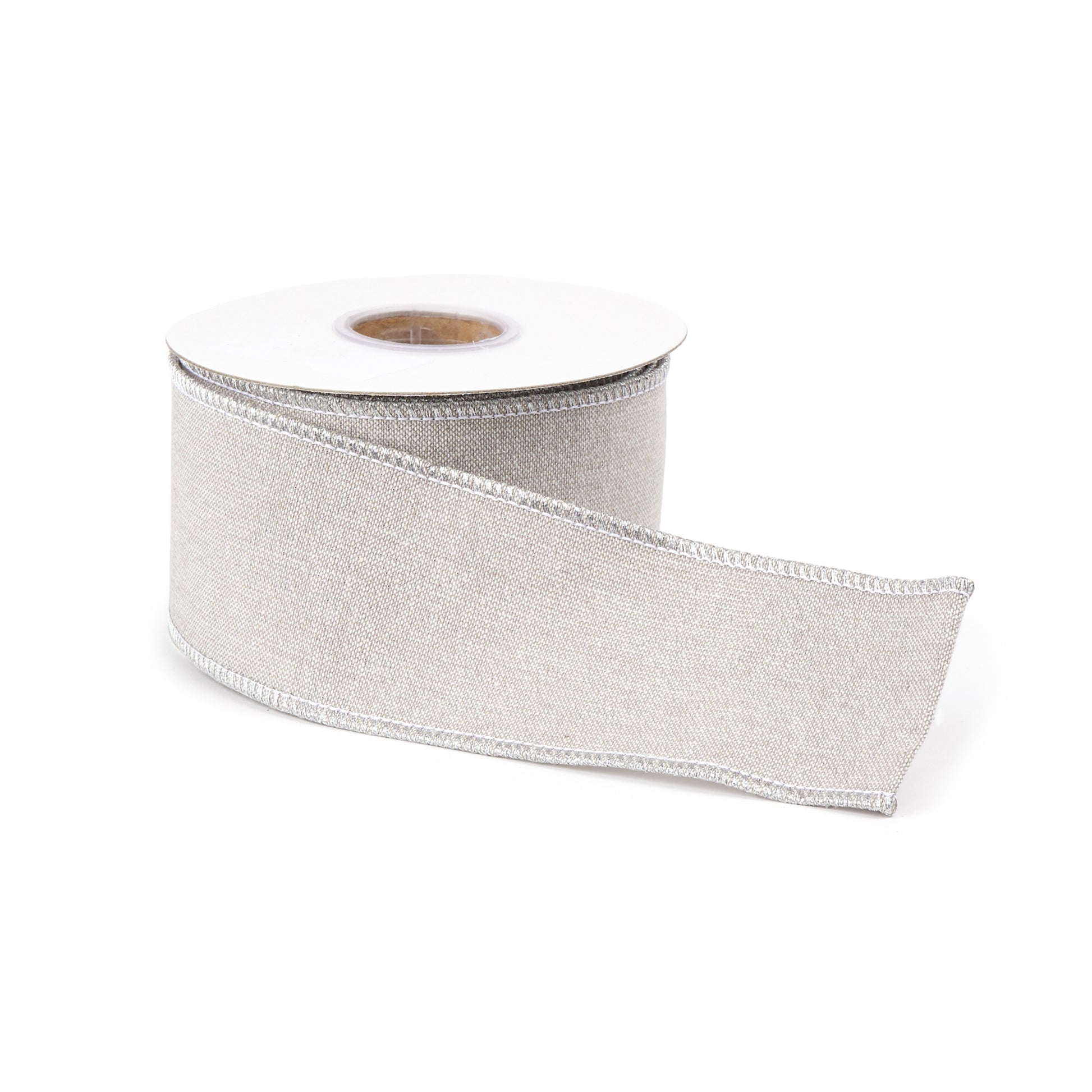 Beige shimmer wired ribbon set of 2 – 2.5" x 5 yds with subtle sparkle, perfect for wreaths, bows, and holiday decorating | RRO Home

