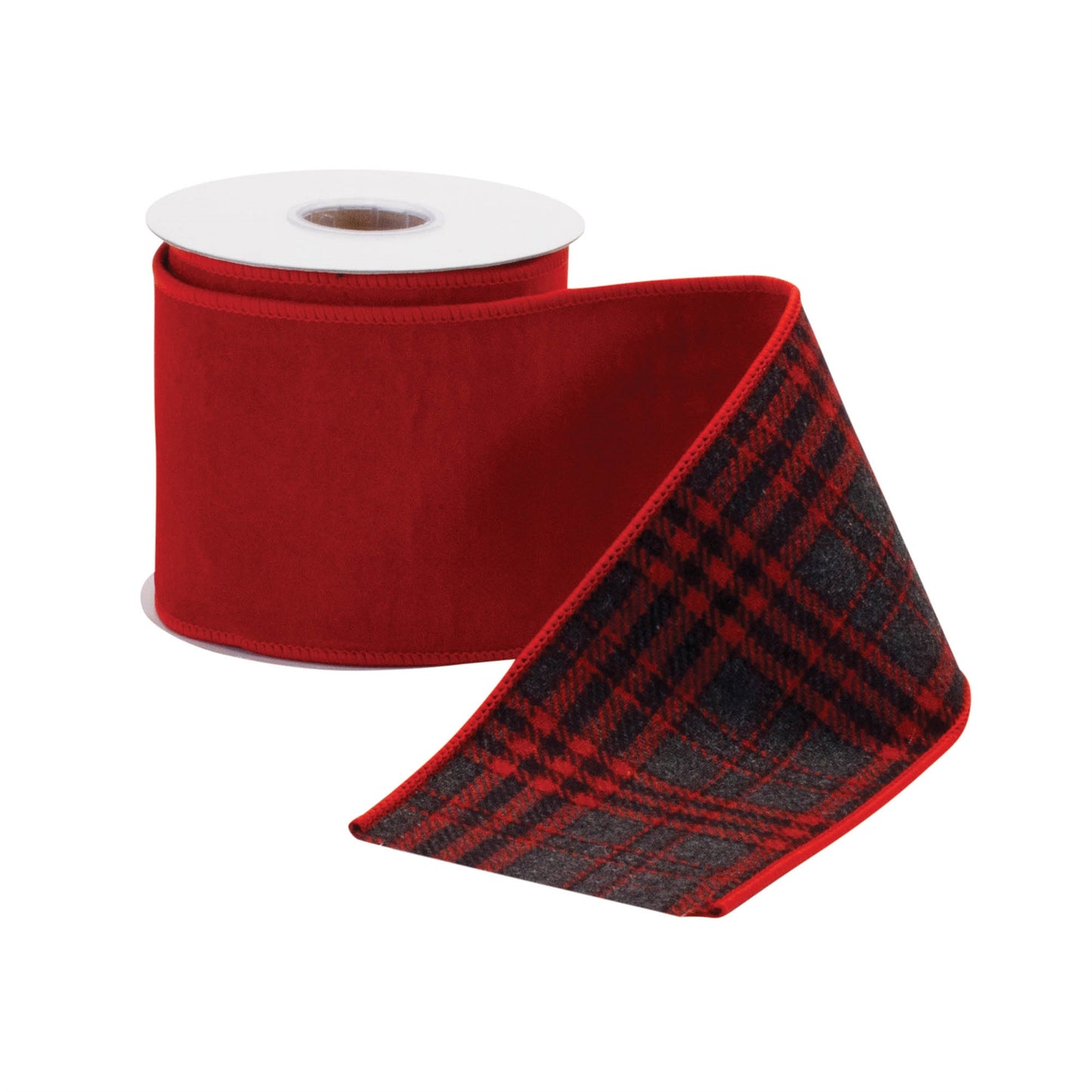 Red nylon and wool wired ribbon 4" x 5 yds – rich textured holiday ribbon | RRO Home
