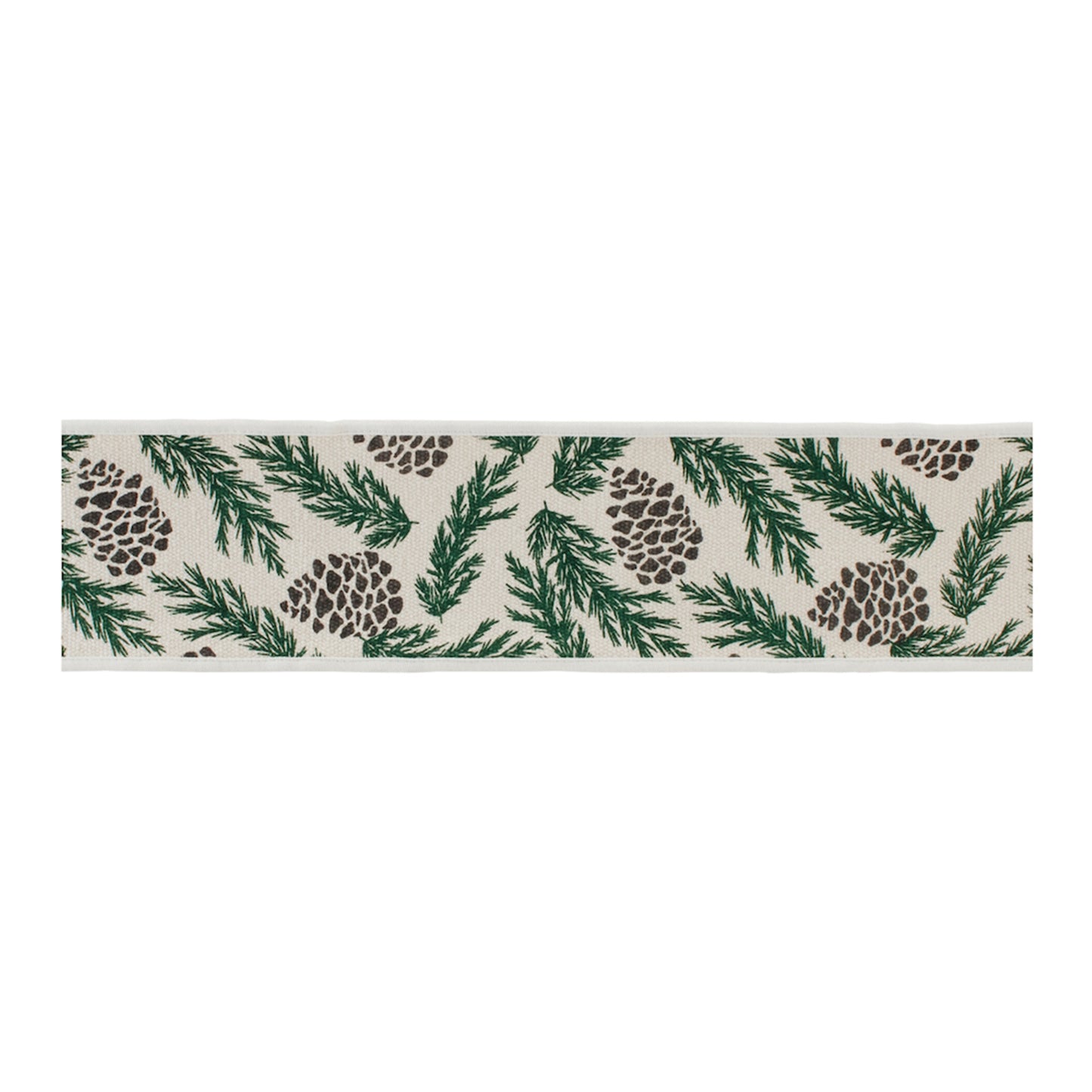 Pine and pinecone cotton wired ribbon 4" x 5 yds – rustic holiday design | RRO Home
