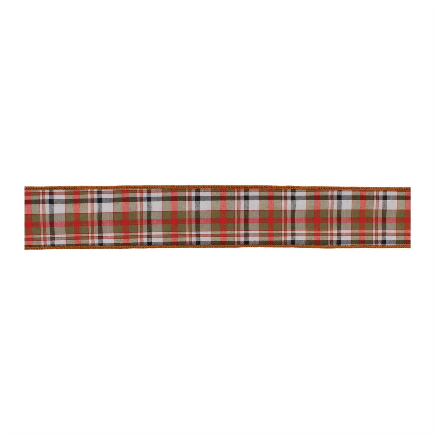 Burnt orange wired ribbon set of 2 – 2.5" x 5 yds with reversible plaid back | RRO Home
