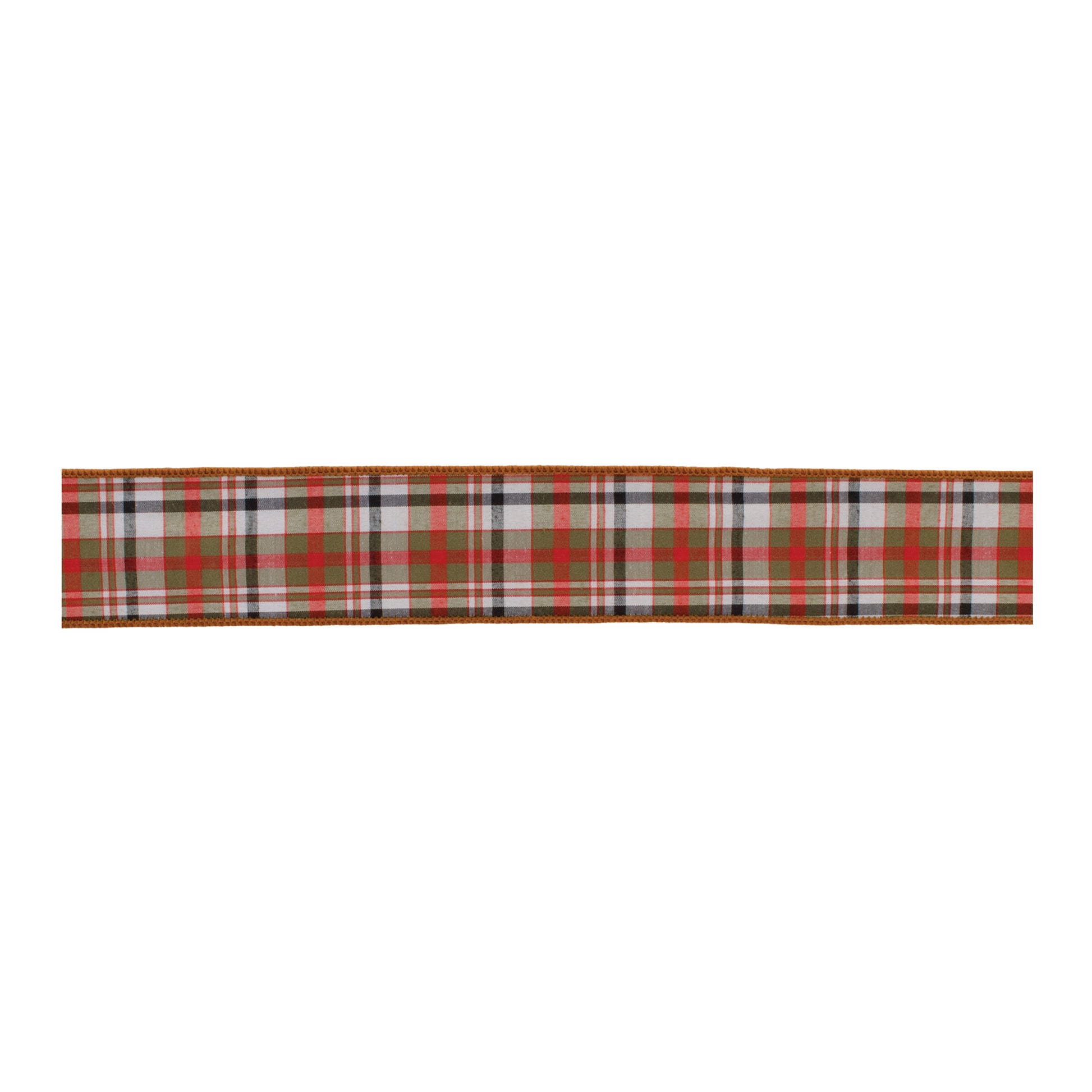 Burnt orange wired ribbon set of 2 – 2.5" x 5 yds with reversible plaid back | RRO Home
