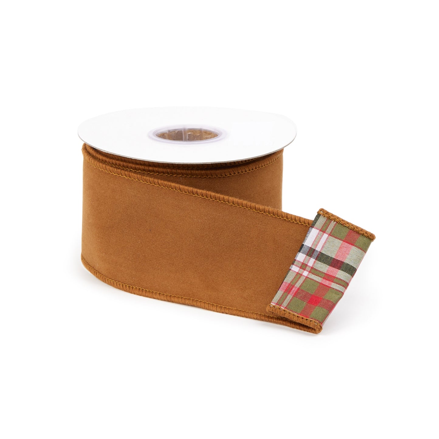 Burnt orange wired ribbon set of 2 – 2.5" x 5 yds with reversible plaid back | RRO Home
