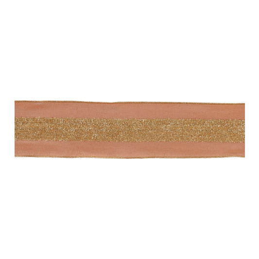 Gold and pink shimmer wired ribbon set of 2 – 4" x 5 yds each, metallic holiday ribbon | RRO Home
