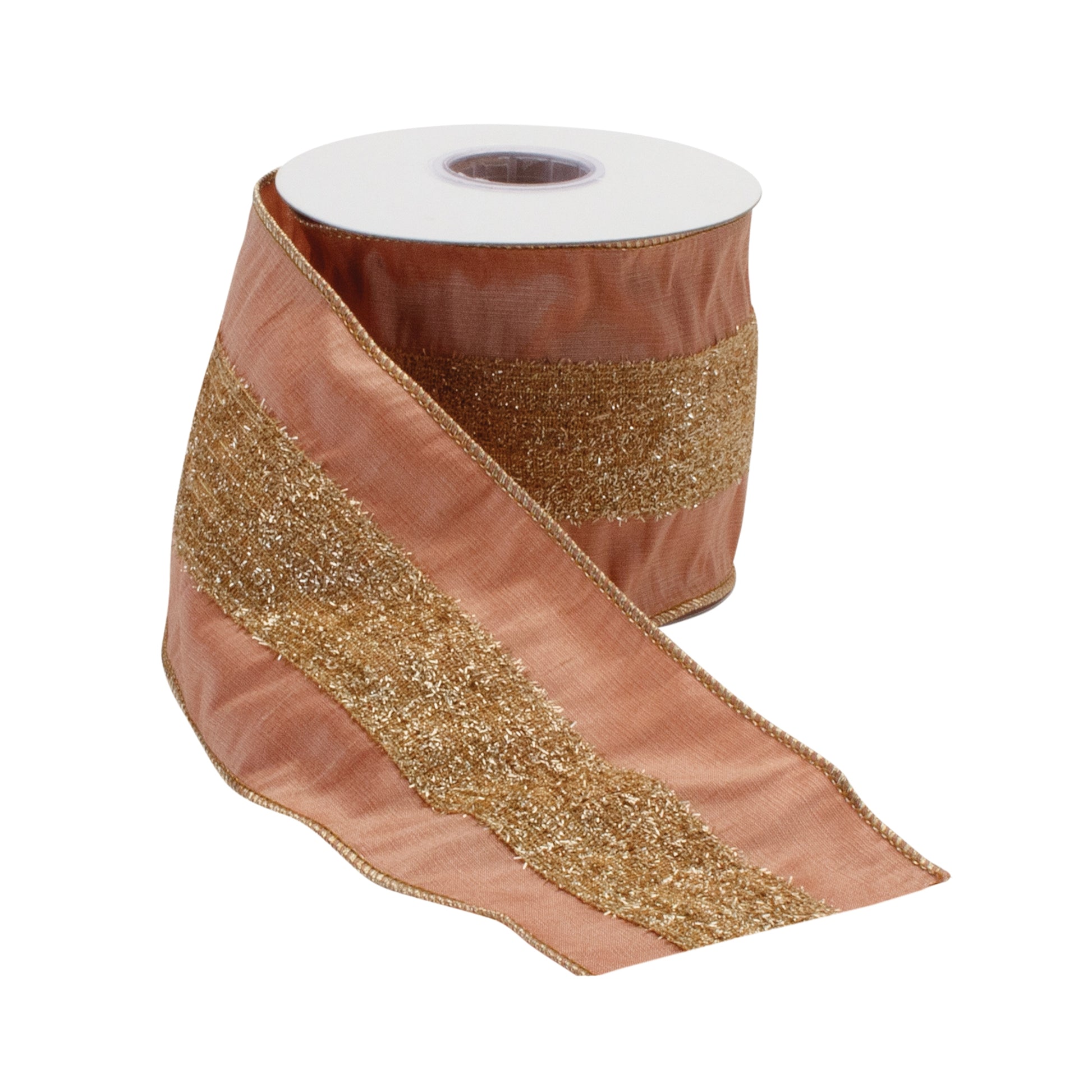 Gold and pink shimmer wired ribbon set of 2 – 4" x 5 yds each, metallic holiday ribbon | RRO Home
