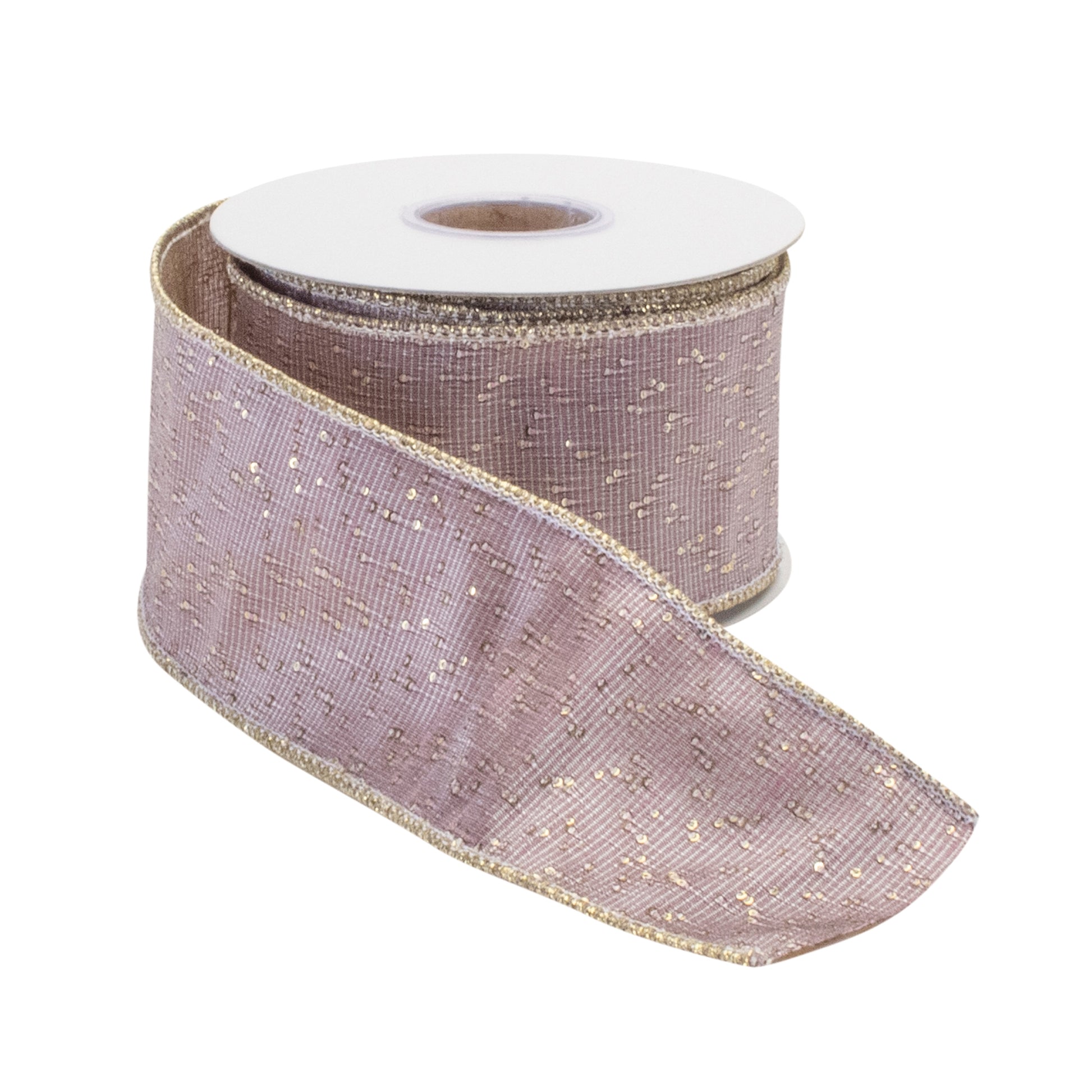 Pink shimmer wired ribbon set of 3 – soft pink with silver abstract accents, 2.5" x 5 yds each | RRO Home
