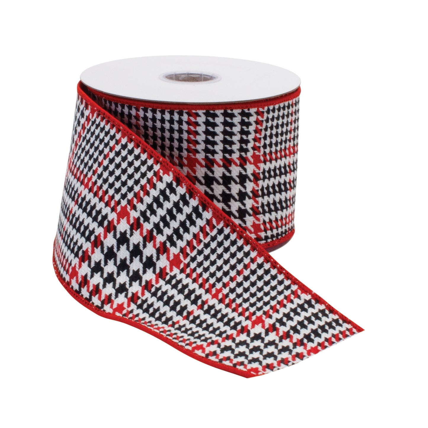 Red and black houndstooth wired ribbon – 4" x 10 yds striking holiday ribbon | RRO Home
