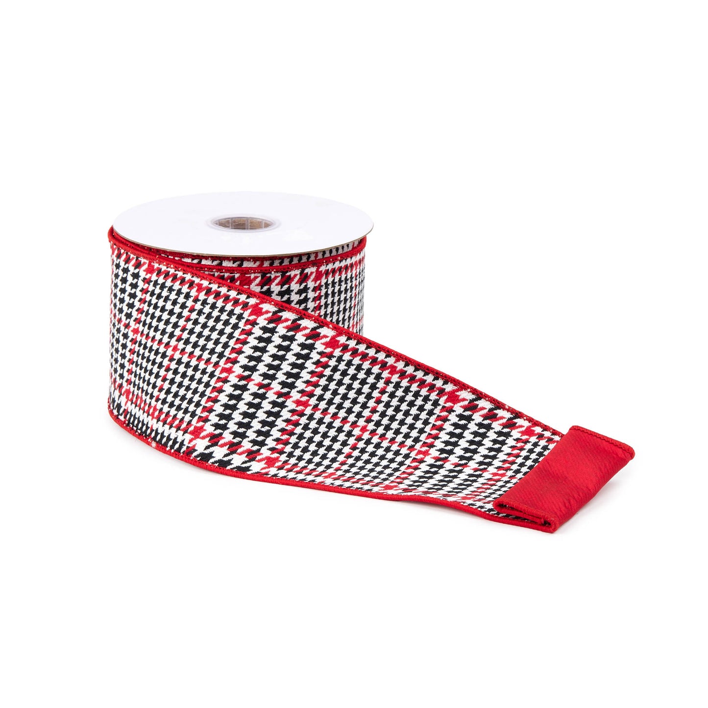 Red and black houndstooth wired ribbon – 4" x 10 yds striking holiday ribbon | RRO Home
