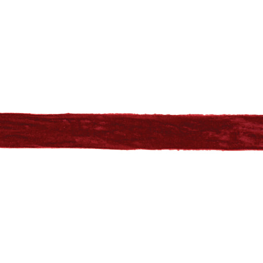 Fringed velvet ribbon dark red – 2" x 10 yds with raw-edge fringe | RRO Home
