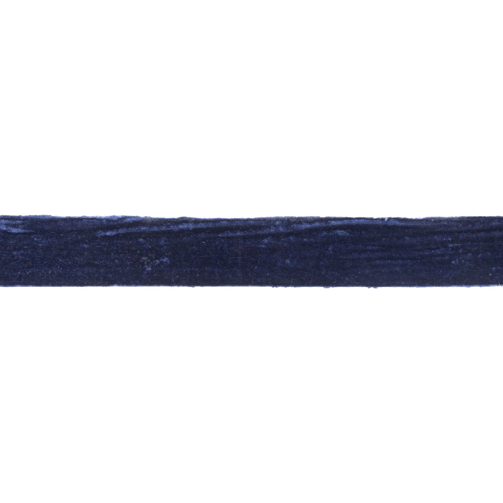 Fringed velvet ribbon dark blue – 2" x 10 yds with raw-edge fringe | RRO Home
