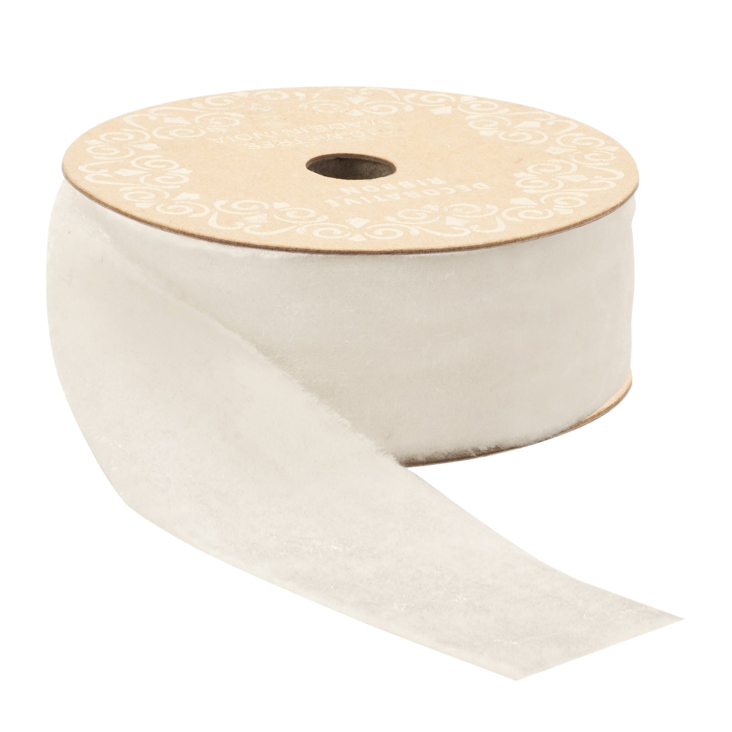 Fringed velvet ribbon white – 2" x 10 yds with raw-edge fringe | RRO Home
