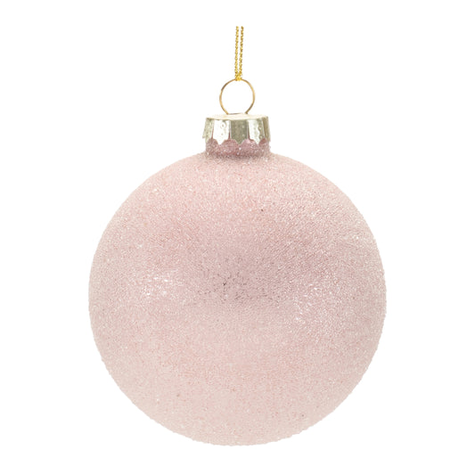 Set of 12 pink beaded glass ball Christmas ornaments (3-Inch)