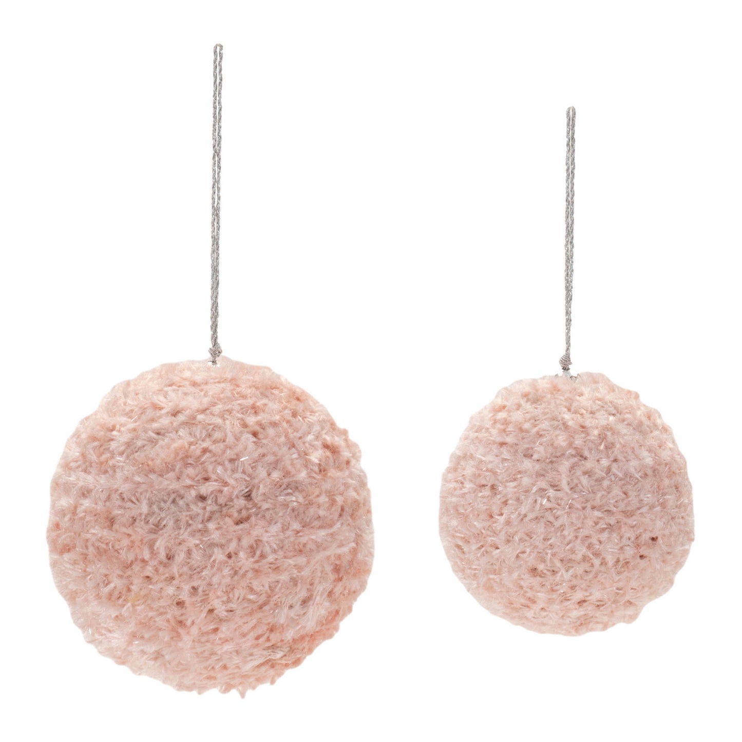 Close-up of plush pink ball ornament texture