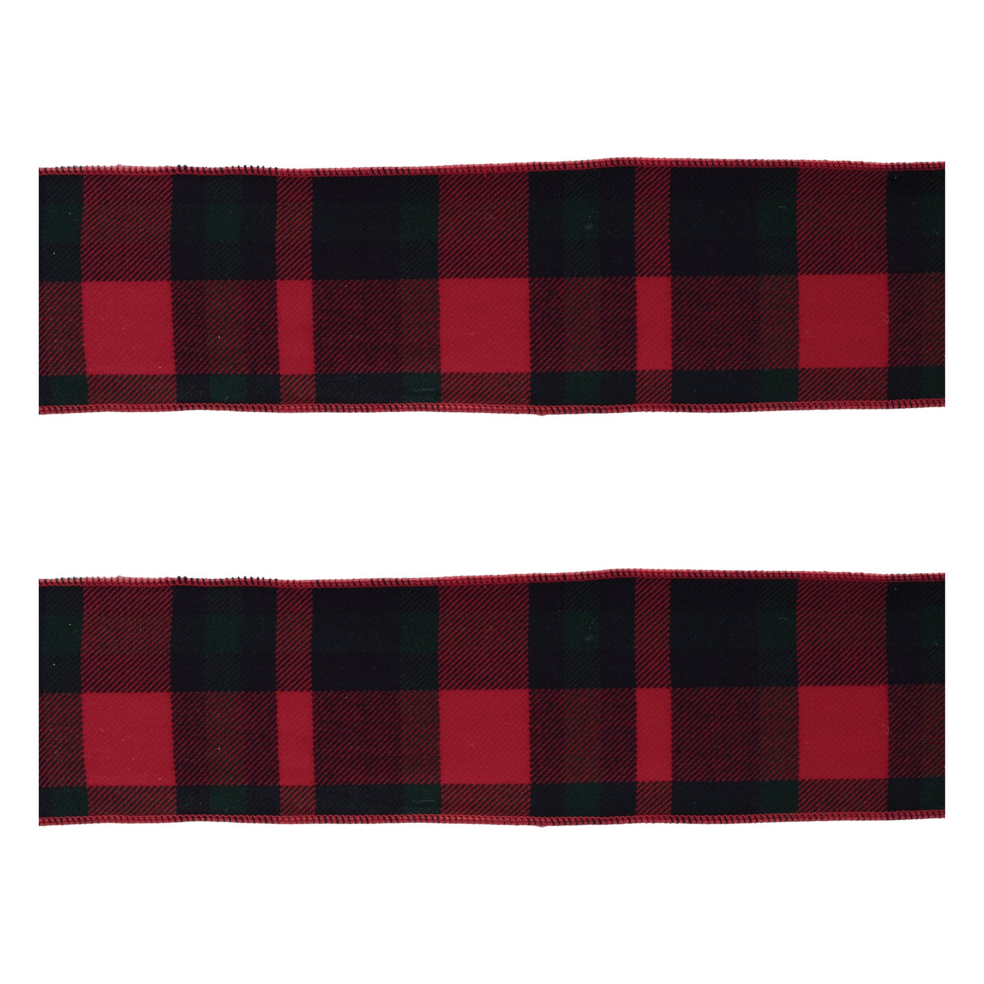 Red and black plaid wired ribbon set of 2 – 4" x 5 yds each, rustic holiday ribbon | RRO Home
