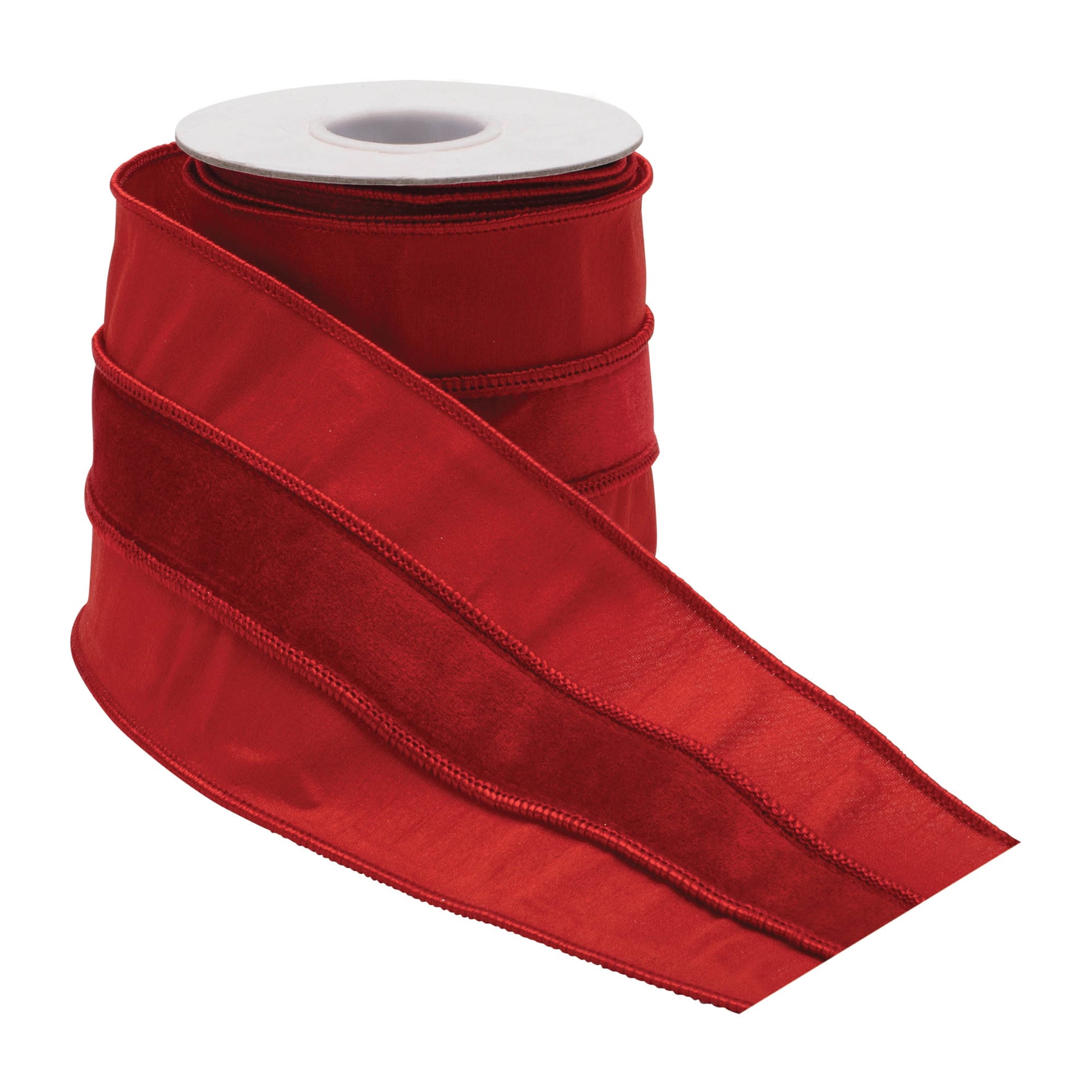 Red wired ribbon set of 2 – 4" x 5 yds each, rich red polyester with wired edges | RRO Home

