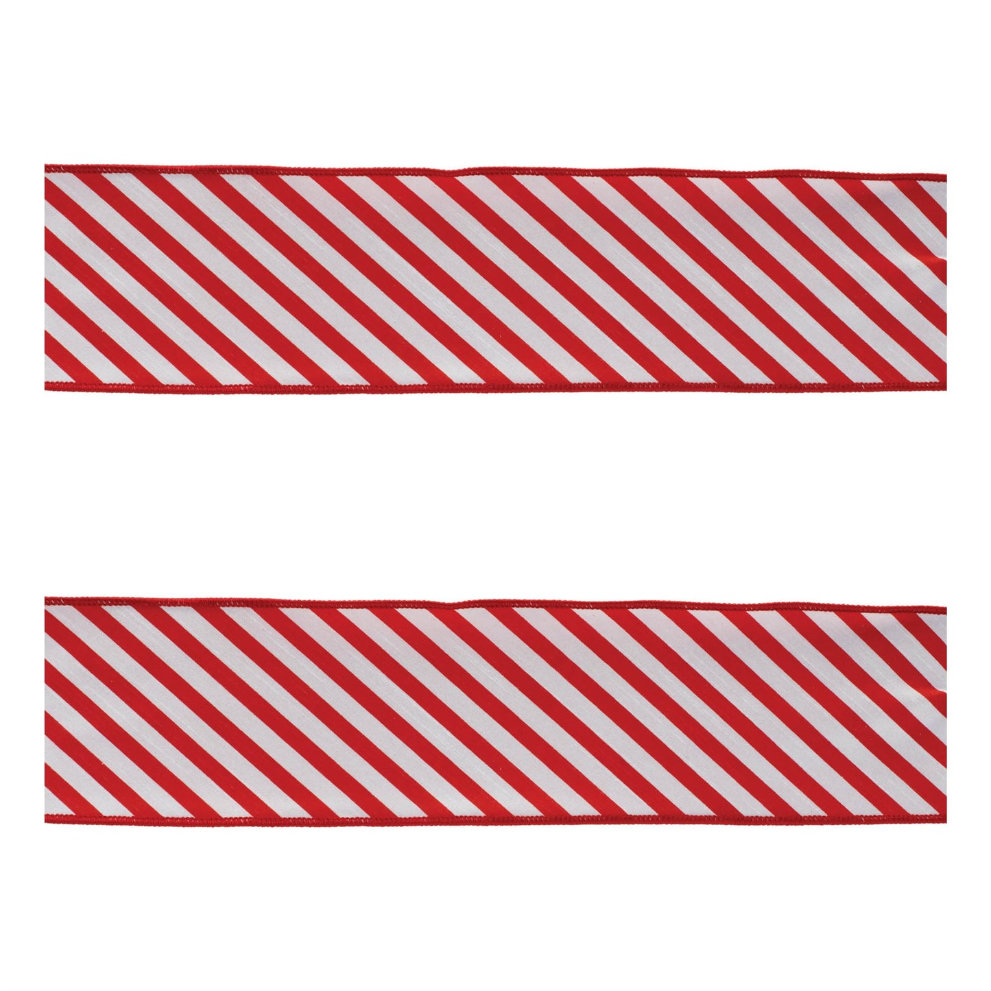 Red and white striped wired ribbon set of 2 – 4" x 10 yds each, festive pattern with wired edges | RRO Home
