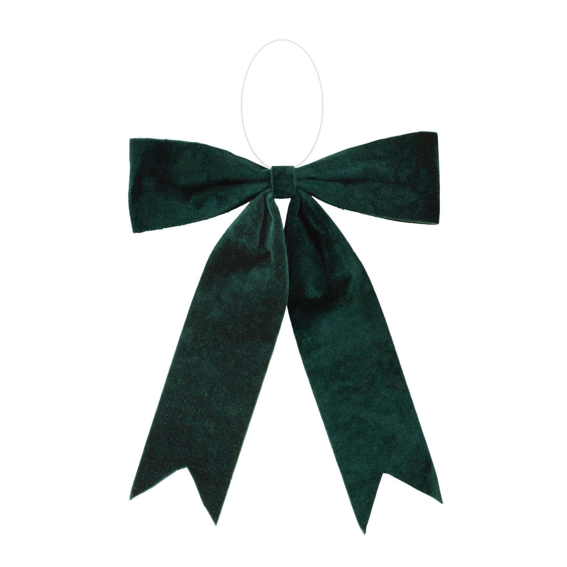 Emerald green holiday bow set of 2 – 17" x 13.5", soft polyester with clear clip-back hanger | RRO Home
