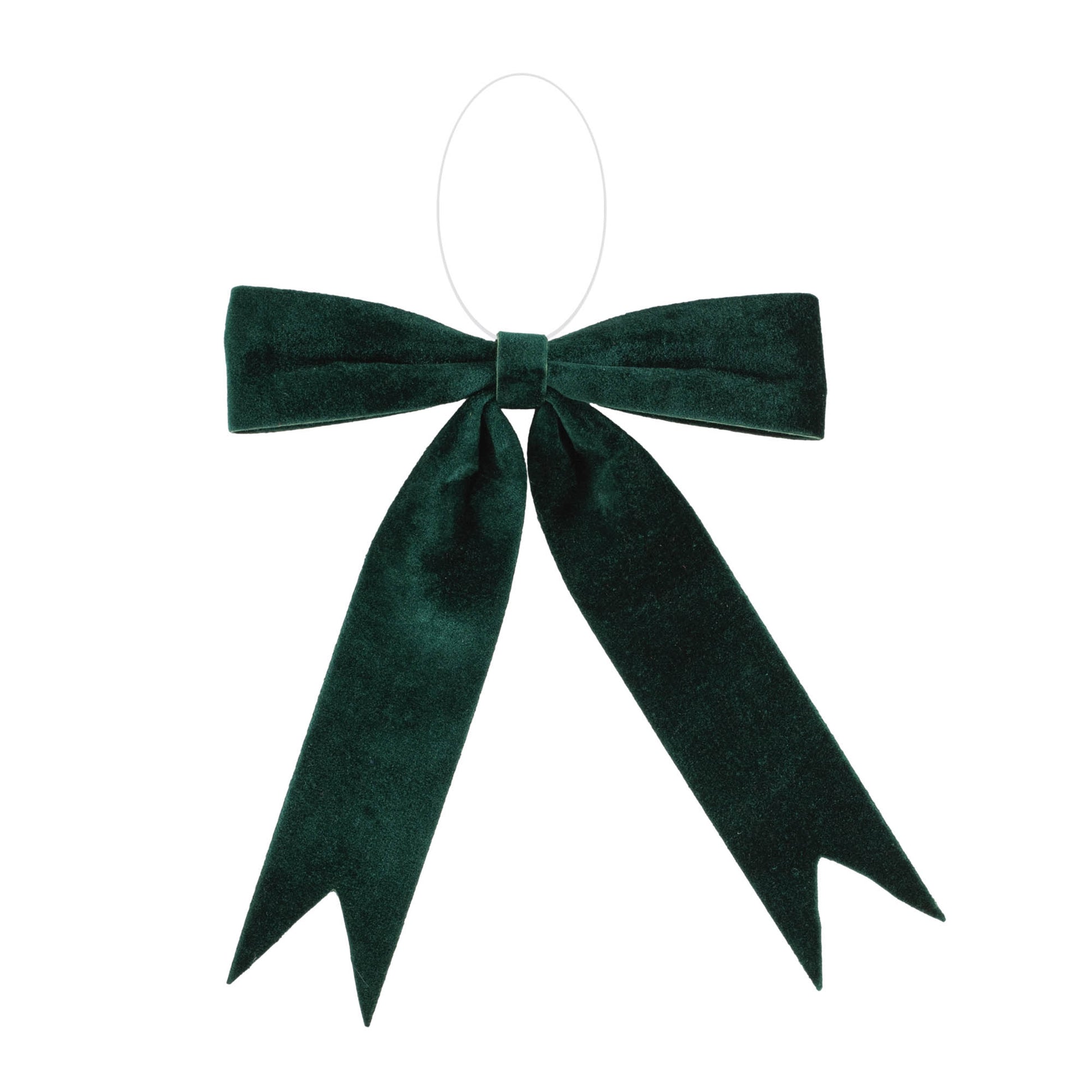 Emerald green holiday bow set of 2 – 15" wide x 10.5" high, soft polyester with clear clip-back hanger | RRO Home
