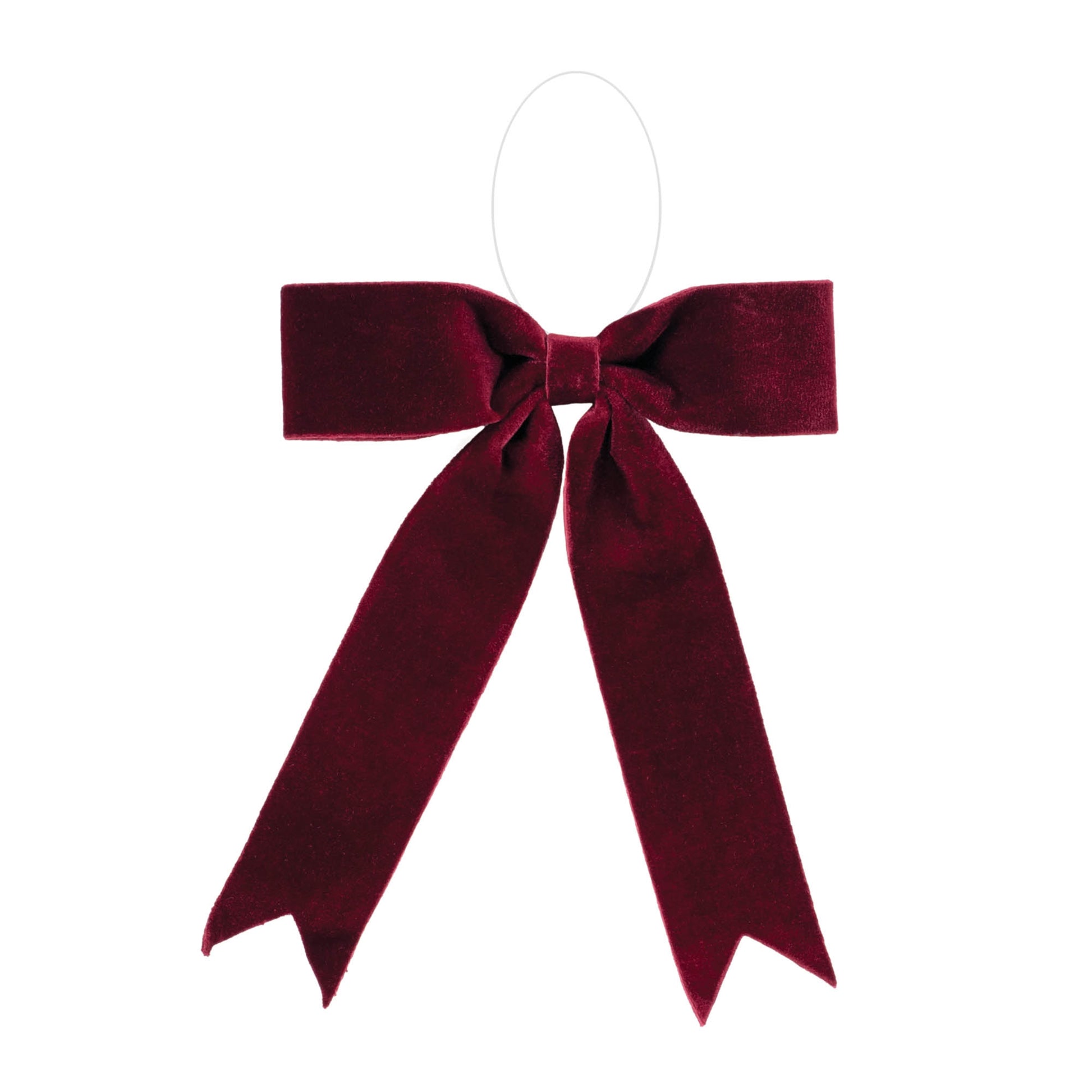 Burgundy red holiday bow set of 2 – 13" x 13", soft polyester with clear hanger | RRO Home
