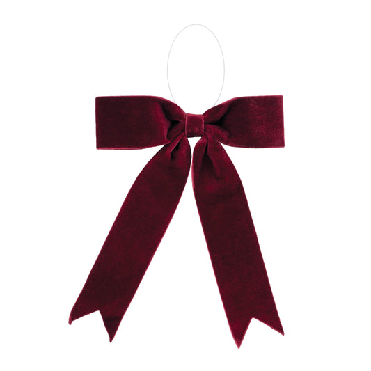 Burgundy red holiday bow set of 2 – 13" x 13", soft polyester with clear hanger | RRO Home
