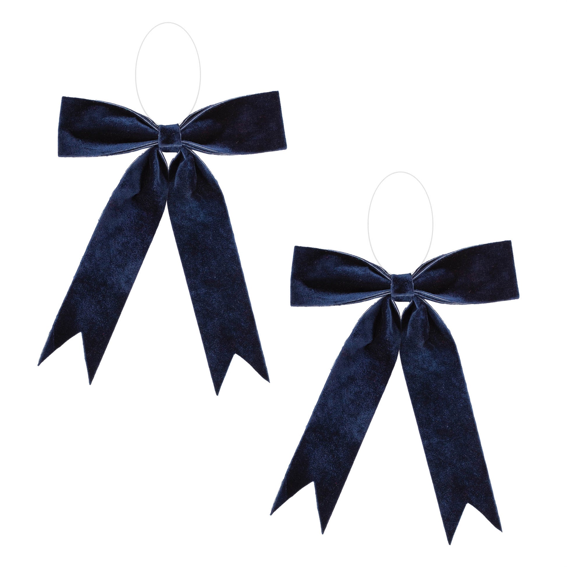 Navy blue holiday bow set of 2 – 14" × 13", soft polyester with clear clip-back hanger | RRO Home
