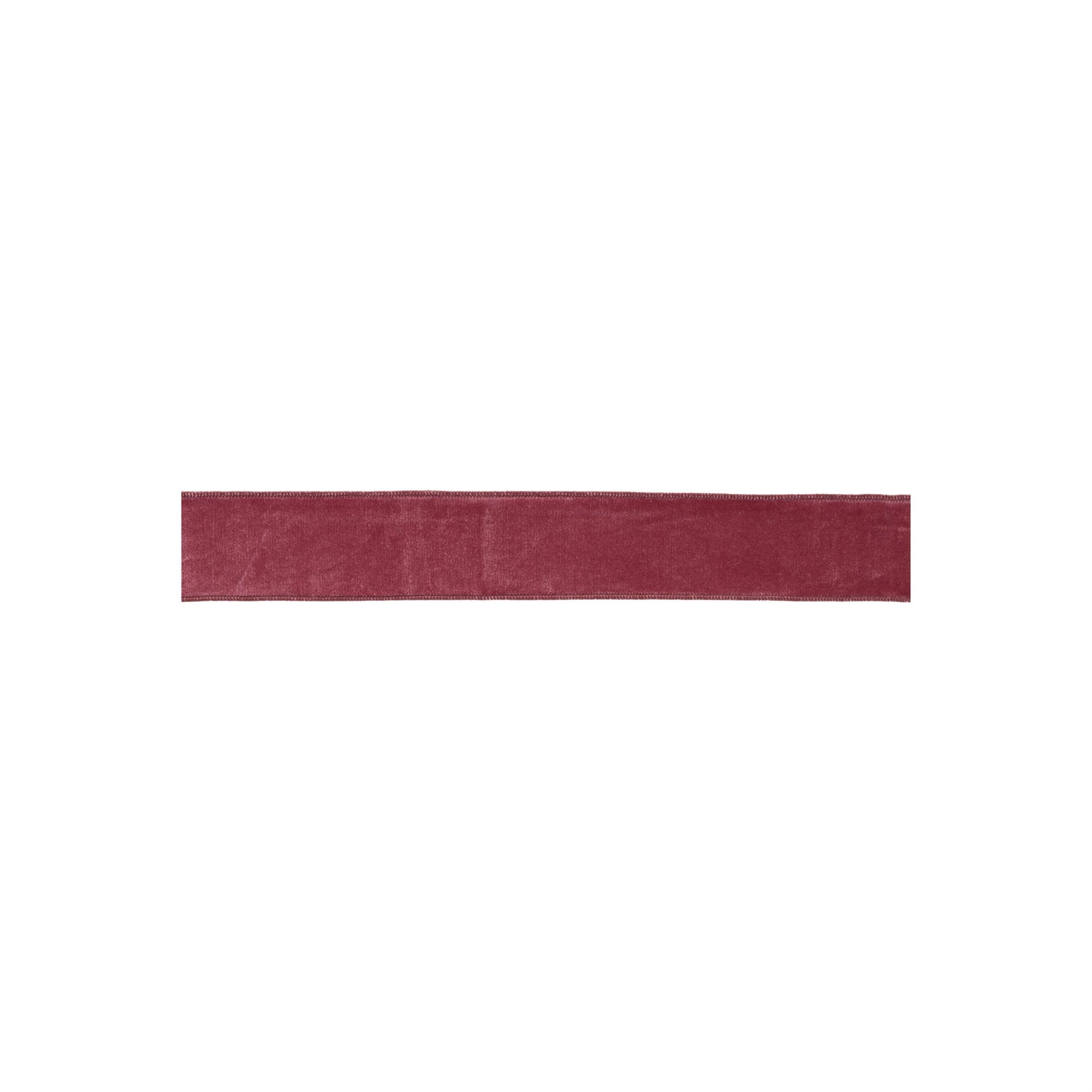 Deep mauve-red wired ribbon, 2.5-inch width by 10 yards, polyester-blend with wired edges
