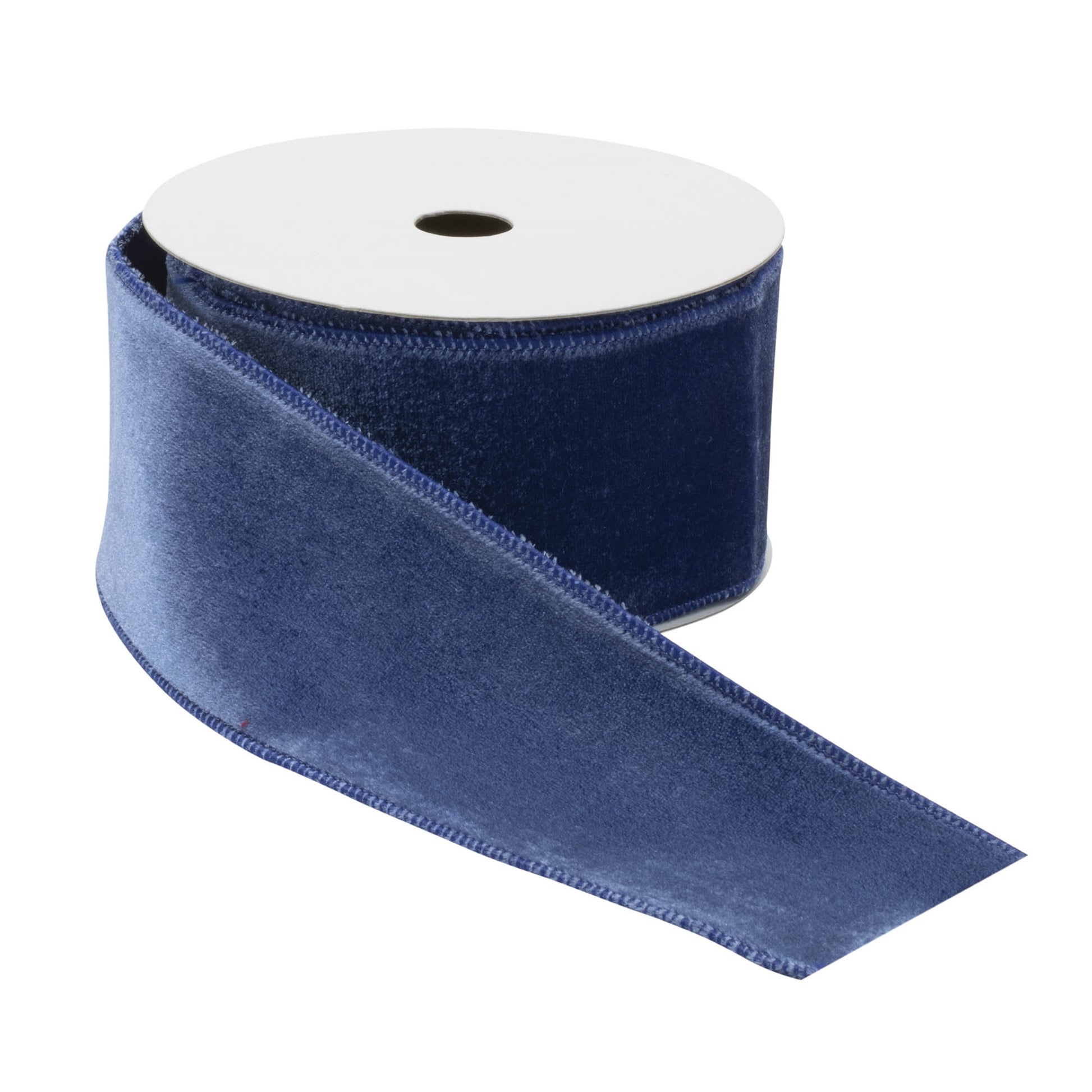 Blue wired ribbon – 2.5" x 10 yds, polyester-spandex blend with wired edges for shaping | RRO Home
