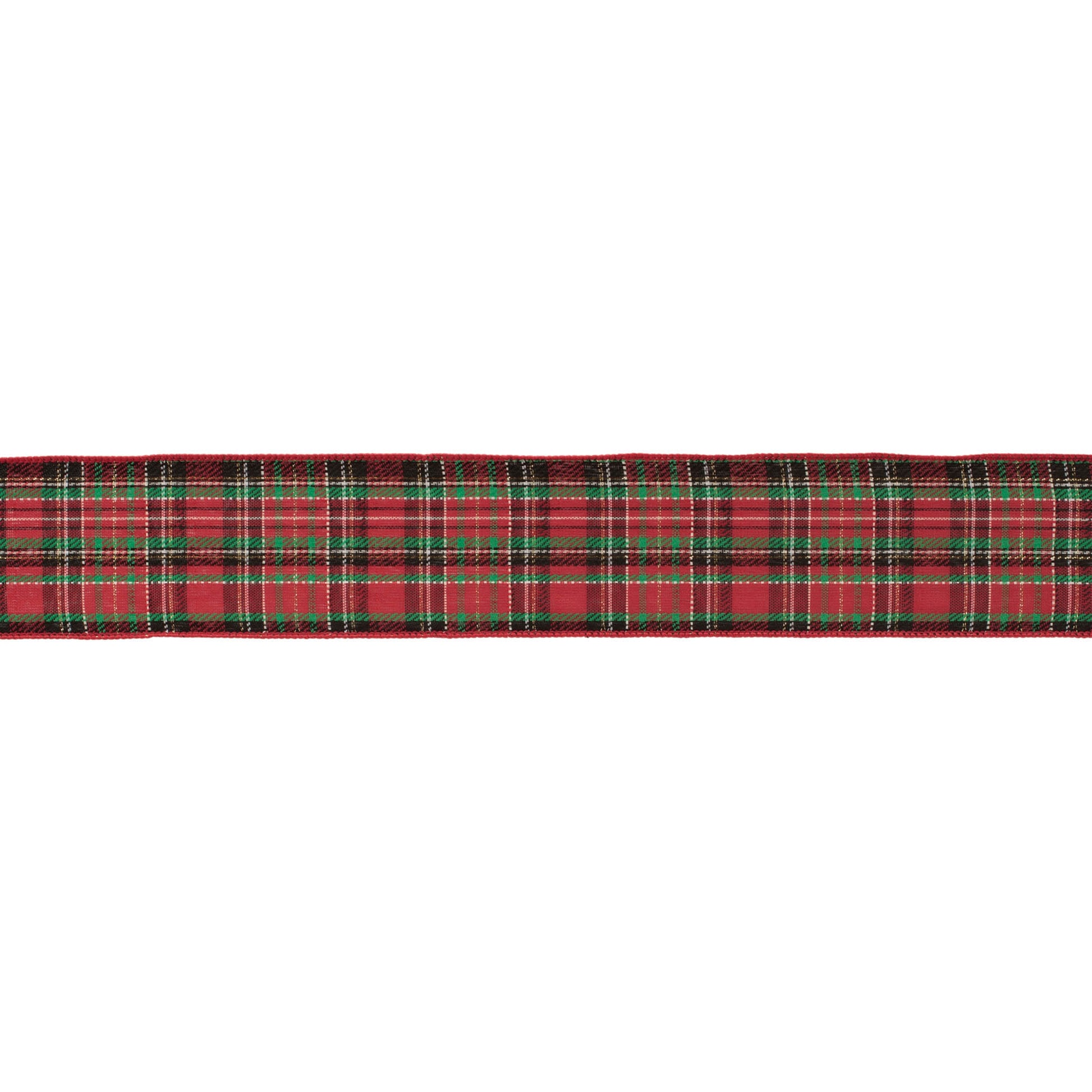 Tartan plaid wired ribbon set of 2 – red & green plaid with wired edges, 2.5" x 10 yds each | RRO Home
