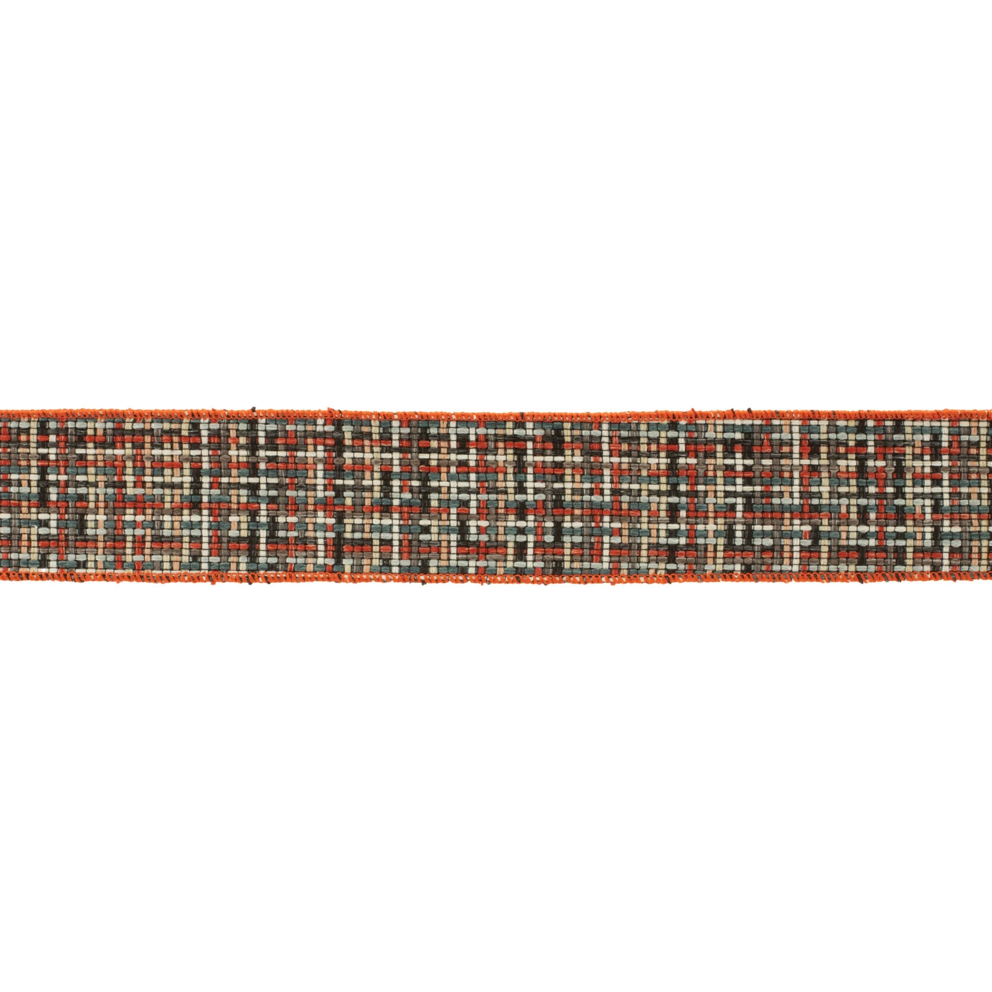Checkered woven wired ribbon – red and beige plaid pattern, set of 2, 2.5" x 5 yds each | RRO Home
