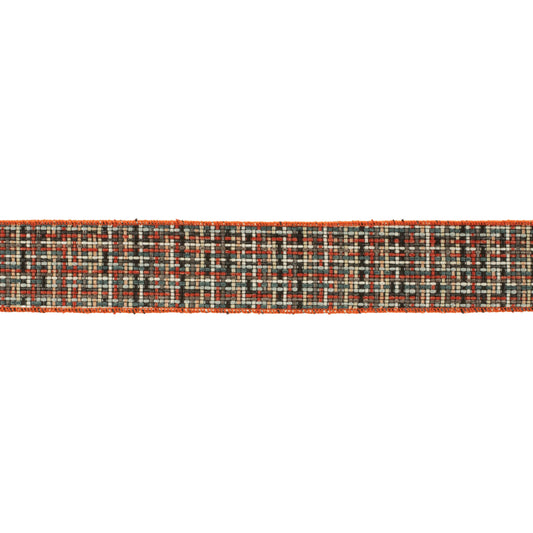 Checkered woven wired ribbon – red and beige plaid pattern, set of 2, 2.5" x 5 yds each | RRO Home
