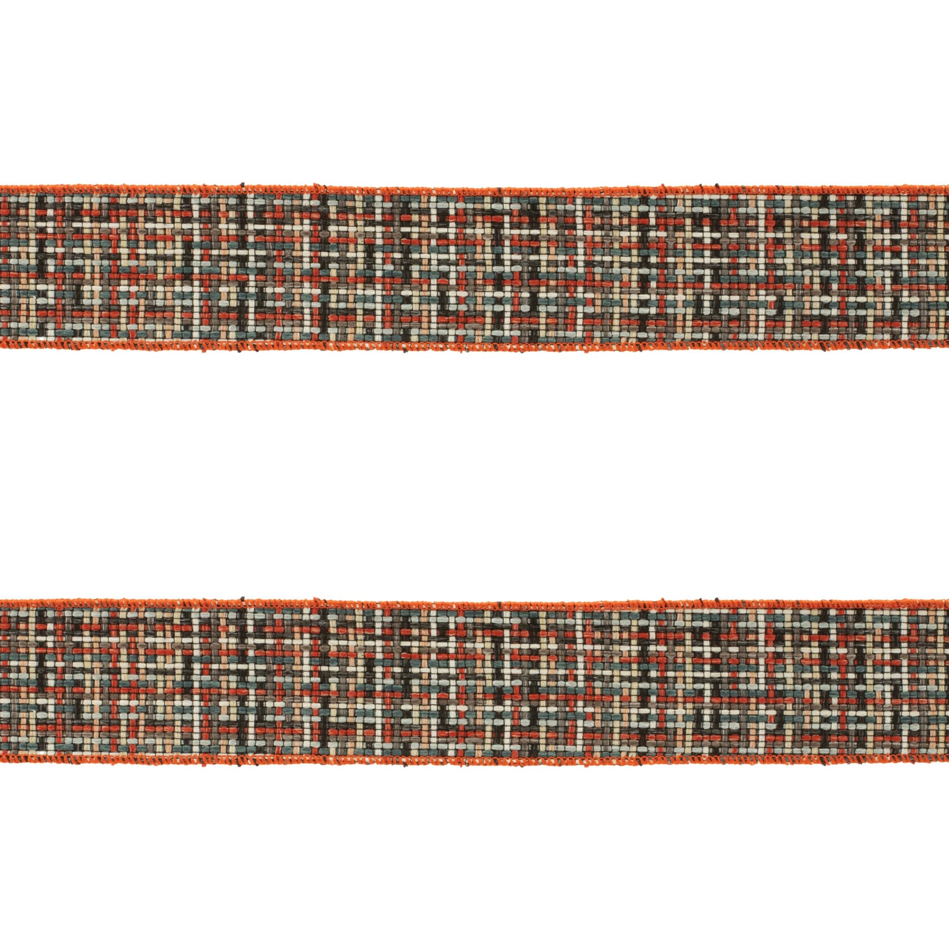 Checkered woven wired ribbon – red and beige plaid pattern, set of 2, 2.5" x 5 yds each | RRO Home
