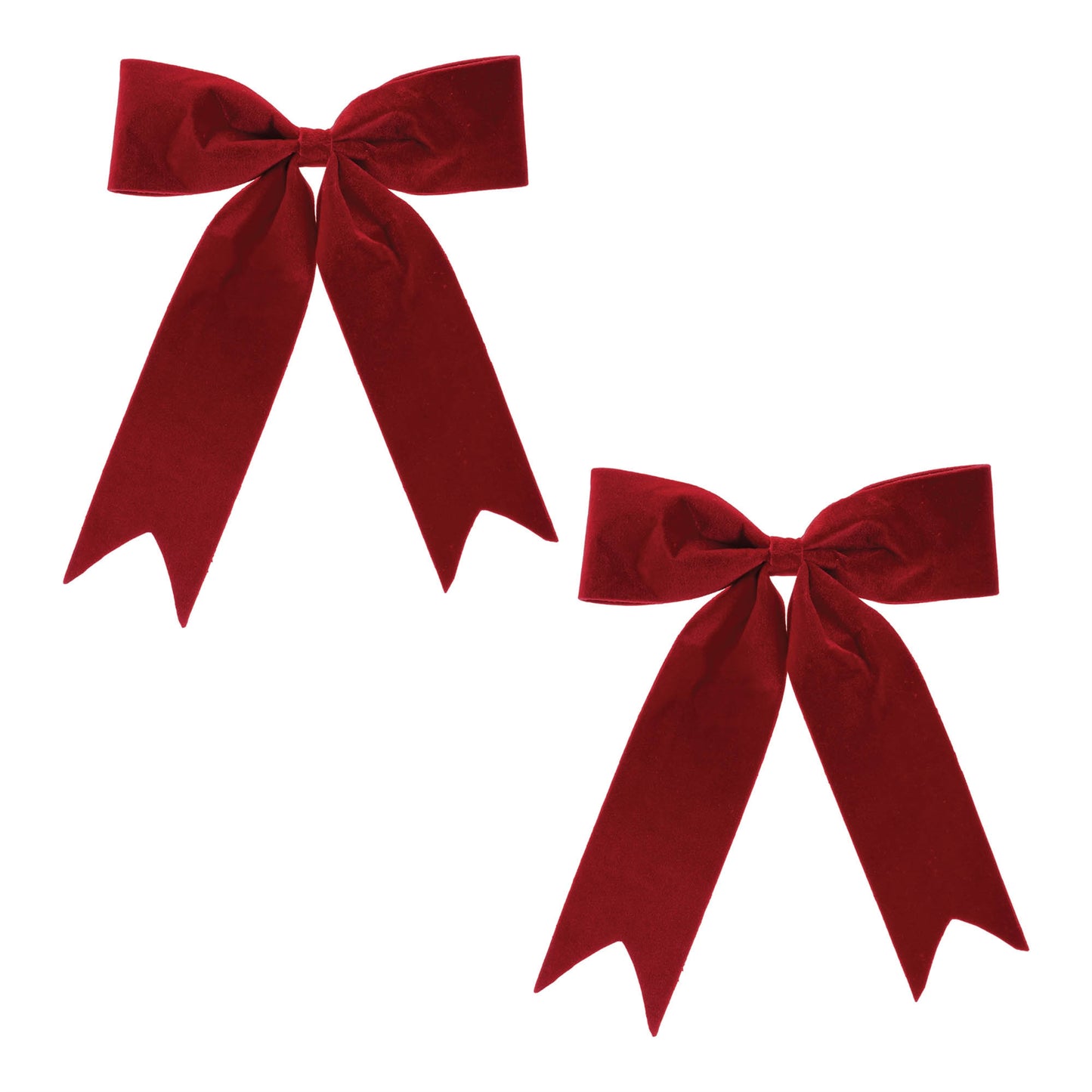 Red holiday bow set of 2 – 16" x 16.5", vibrant polyester with clear hanger | RRO Home
