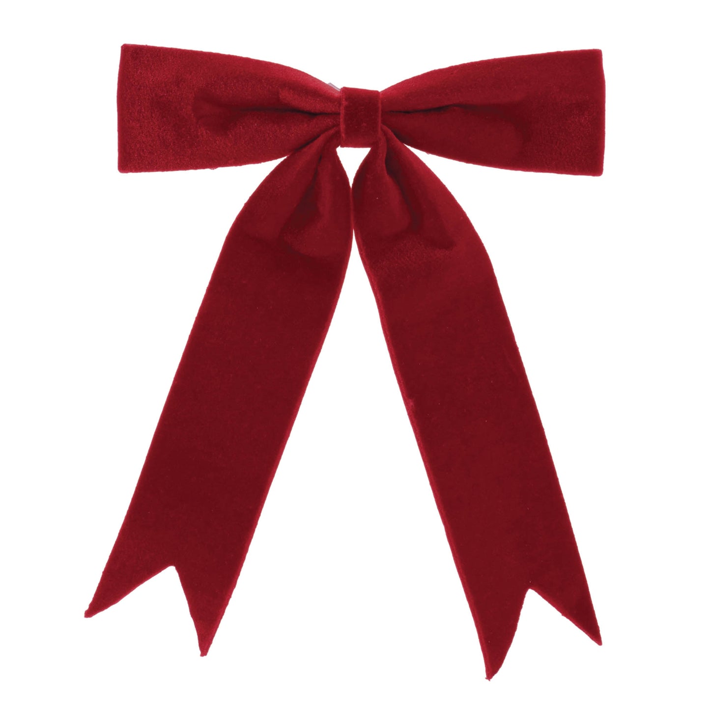Set of two red 13-inch polyester holiday bows with clear hangers for wreaths, garlands, and trees
