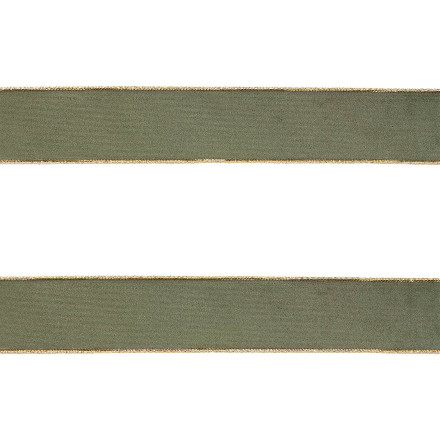Set of two green wired ribbon rolls, 2.5″ wide × 10 yards, with gold trim for holiday shaping and bows
