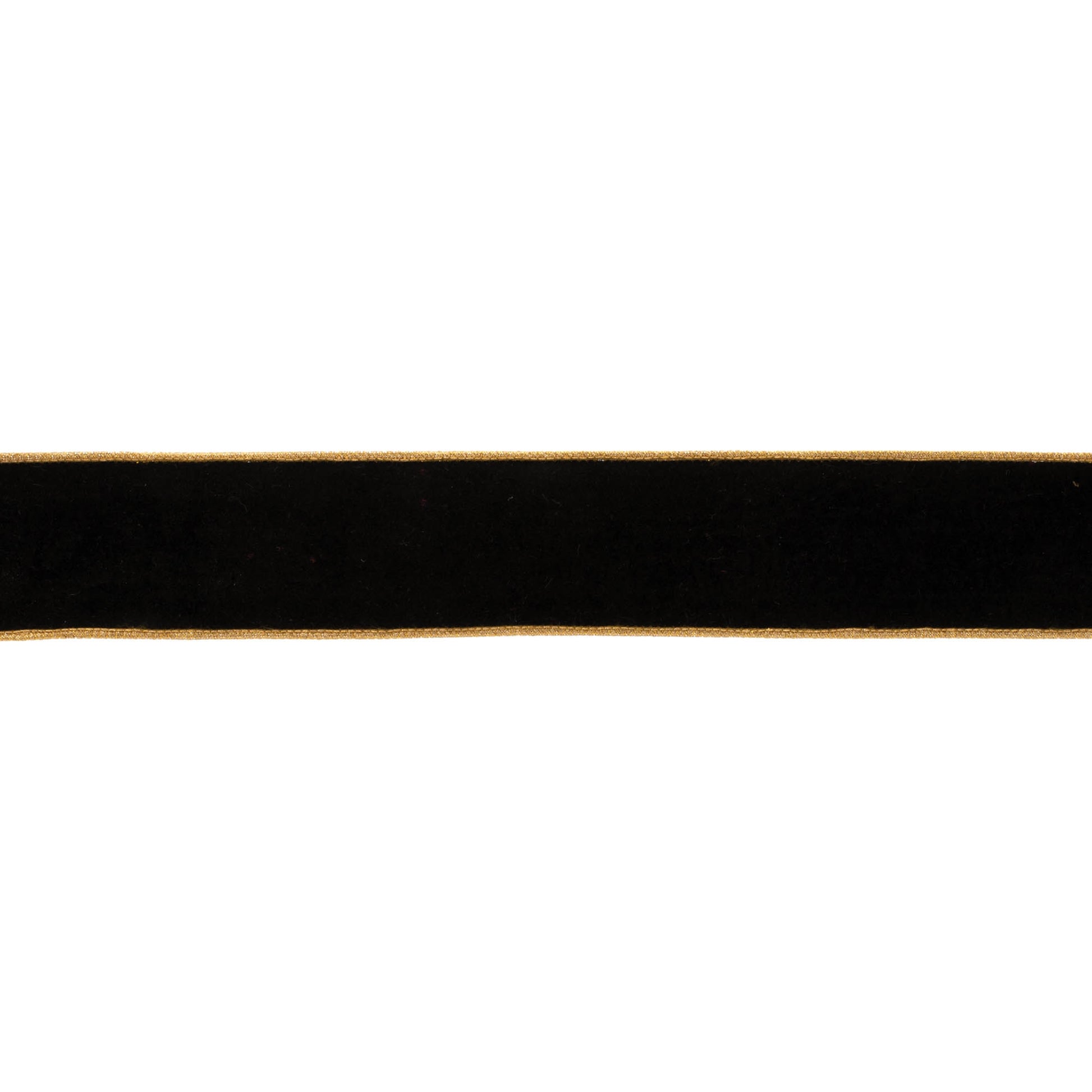 Set of two black wired ribbon rolls, 2.5″ wide × 10 yards, with gold trim for elegant bows and holiday décor
