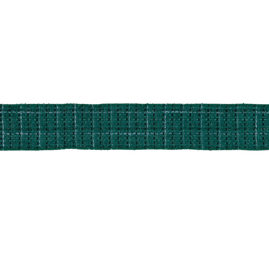 Blue and green Tattersall plaid wired ribbon, 2.5″ wide × 5 yards, with wired edges for shaping wreaths and bows
