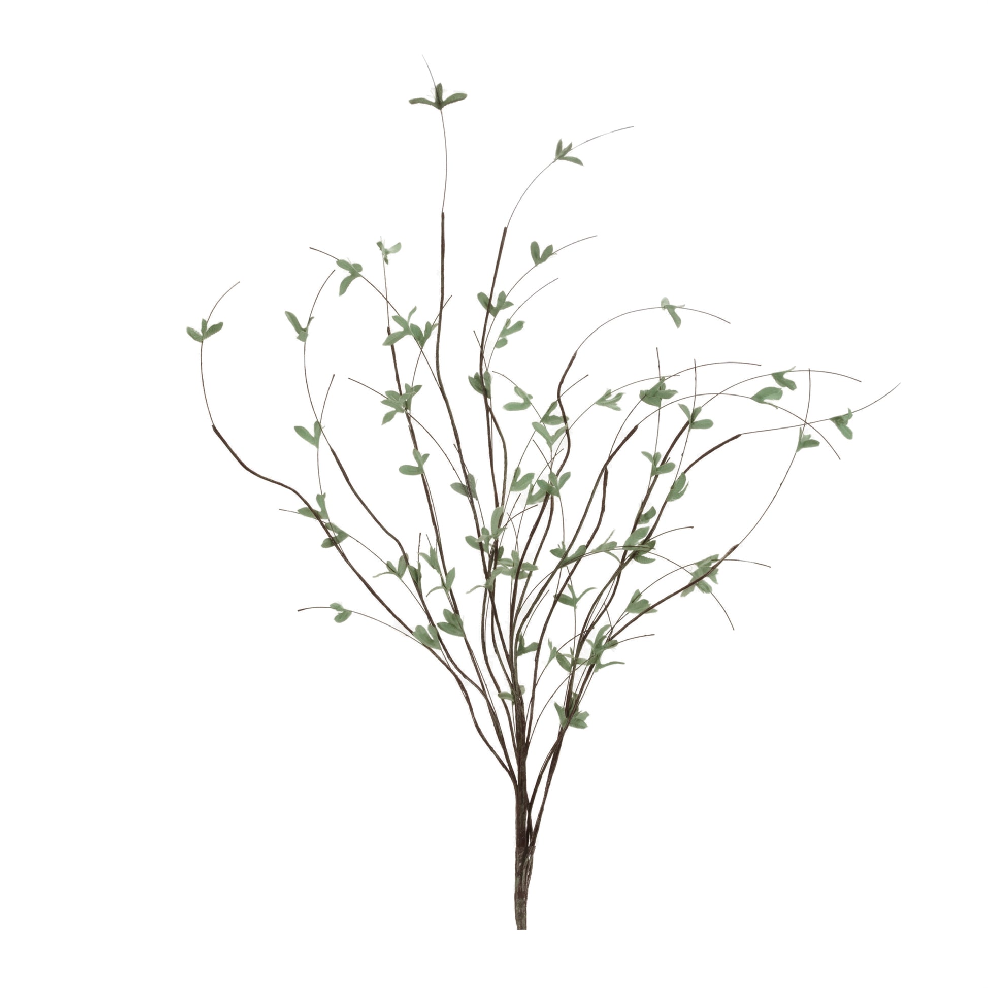 Set of 4 mini leaf twig branches with natural green foliage and twig accents
