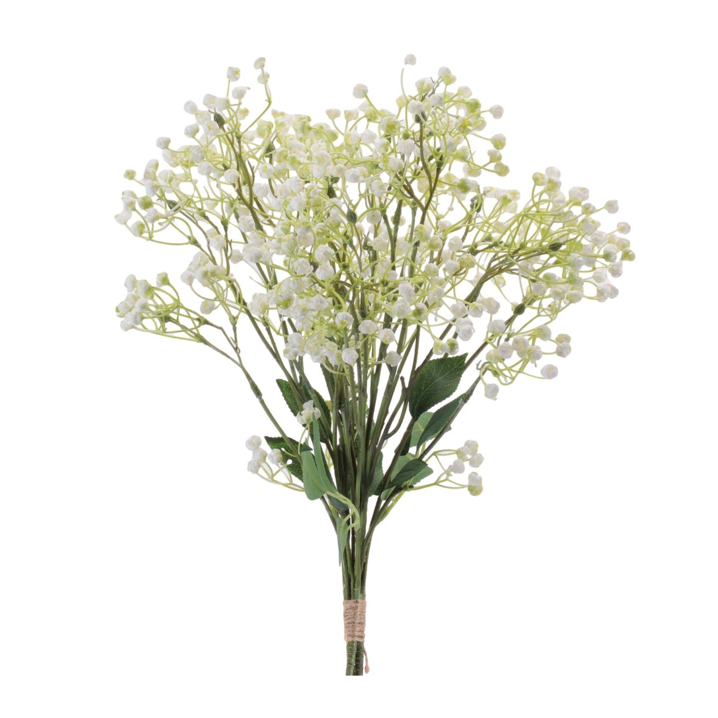 Set of 4 baby’s breath floral bundles with wired stems and fine foliage white accent
