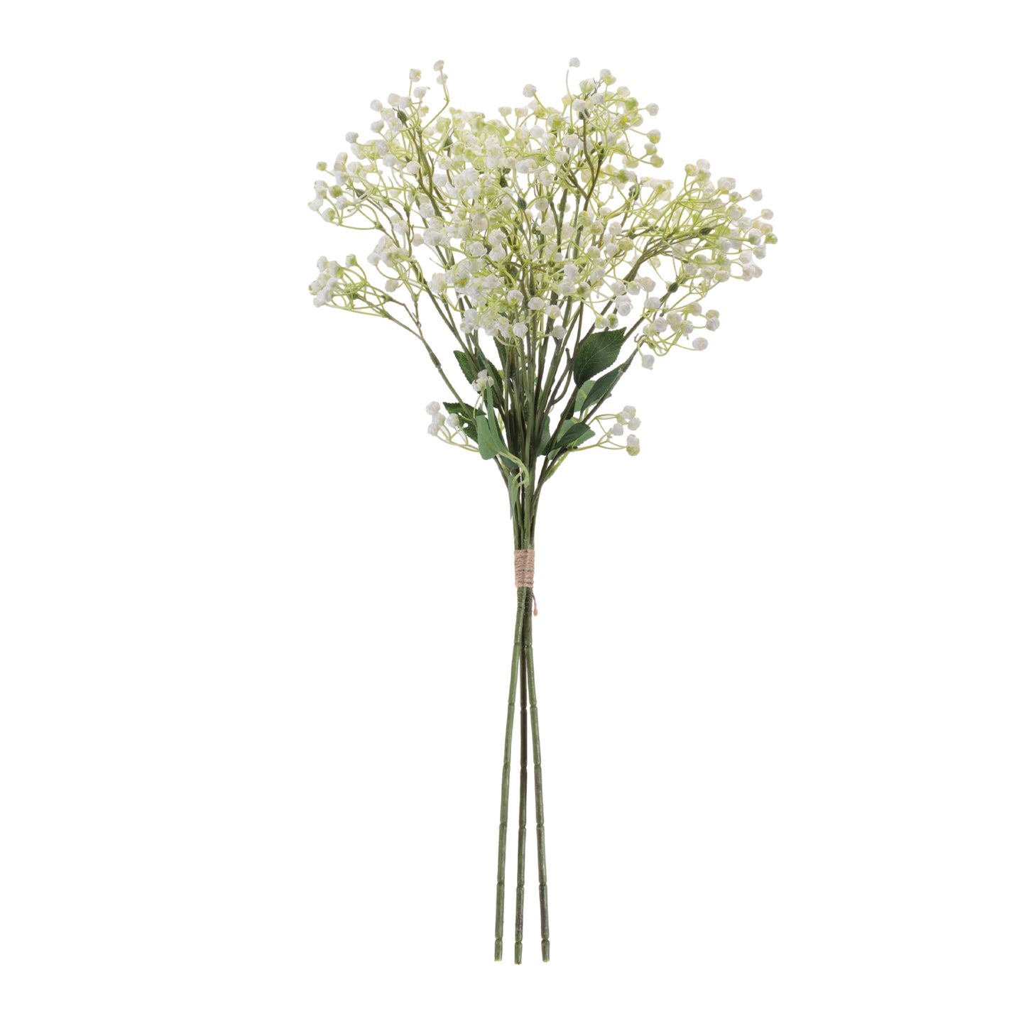 Set of 4 baby’s breath floral bundles with wired stems and fine foliage white accent
