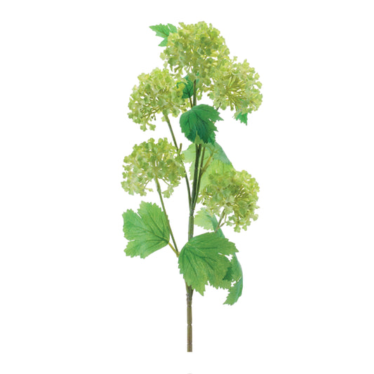 Set of 6 vibrant green snowball floral spray stems with realistic foliage, wired stems
