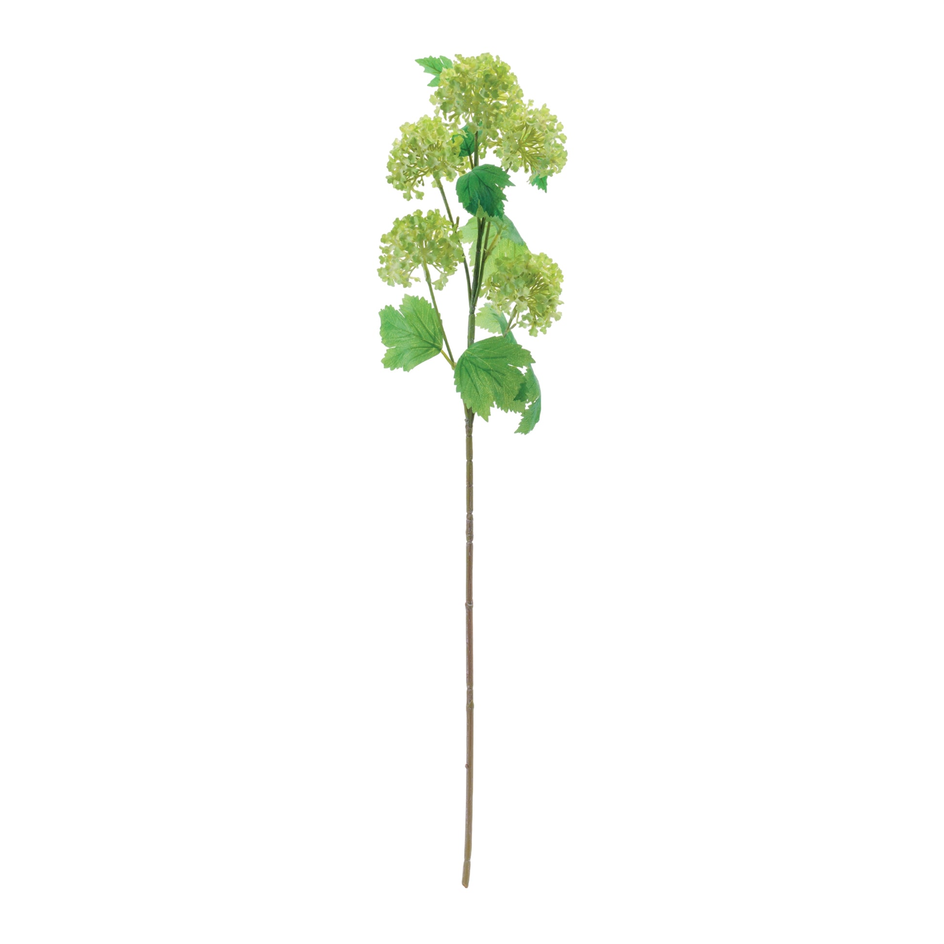 Set of 6 vibrant green snowball floral spray stems with realistic foliage, wired stems
