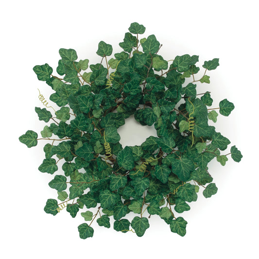 19-inch ivy leaf foliage wreath with curled twig accents and lush greenery for natural wall or door décor
