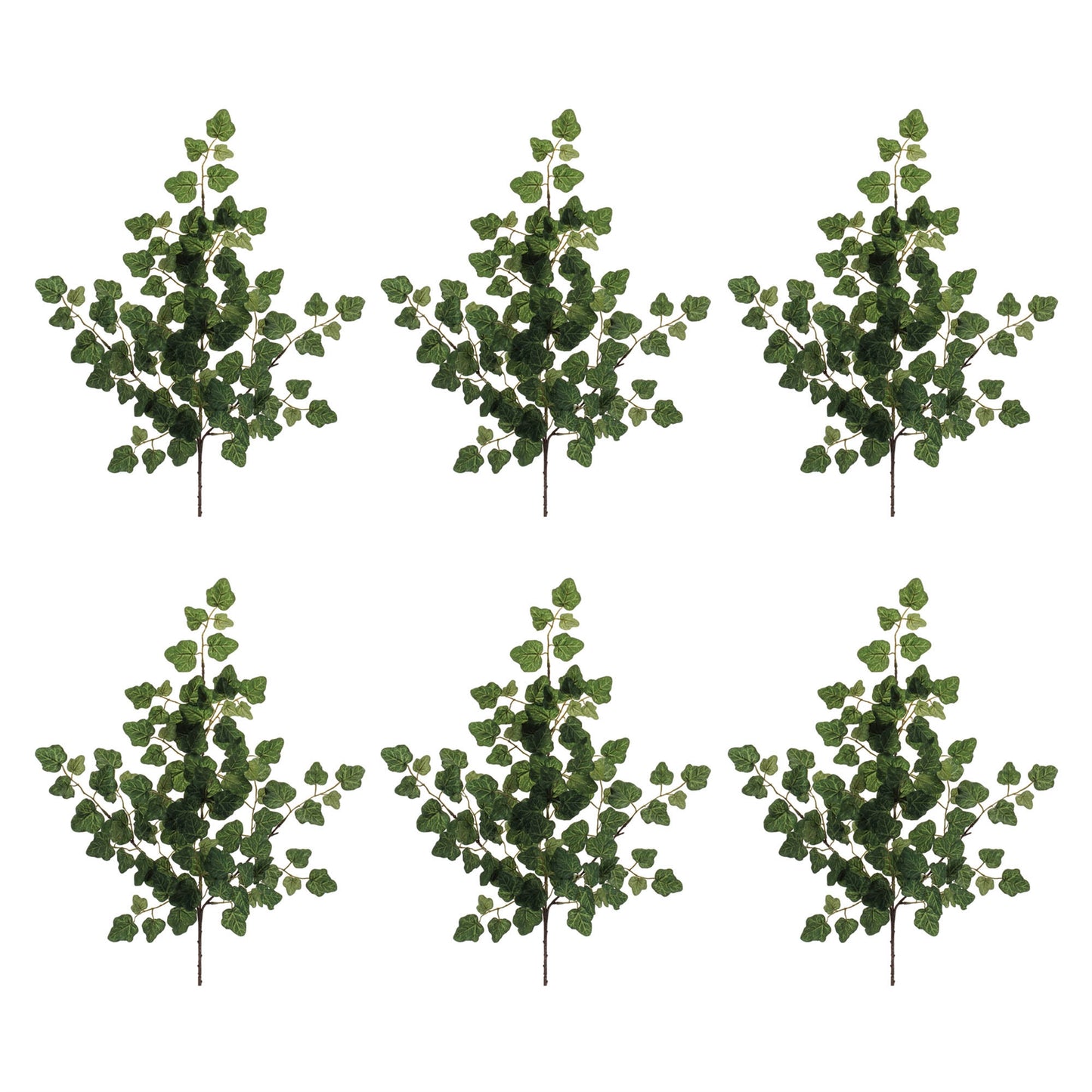 Set of six lush green ivy foliage sprays with wired stems for indoor décor
