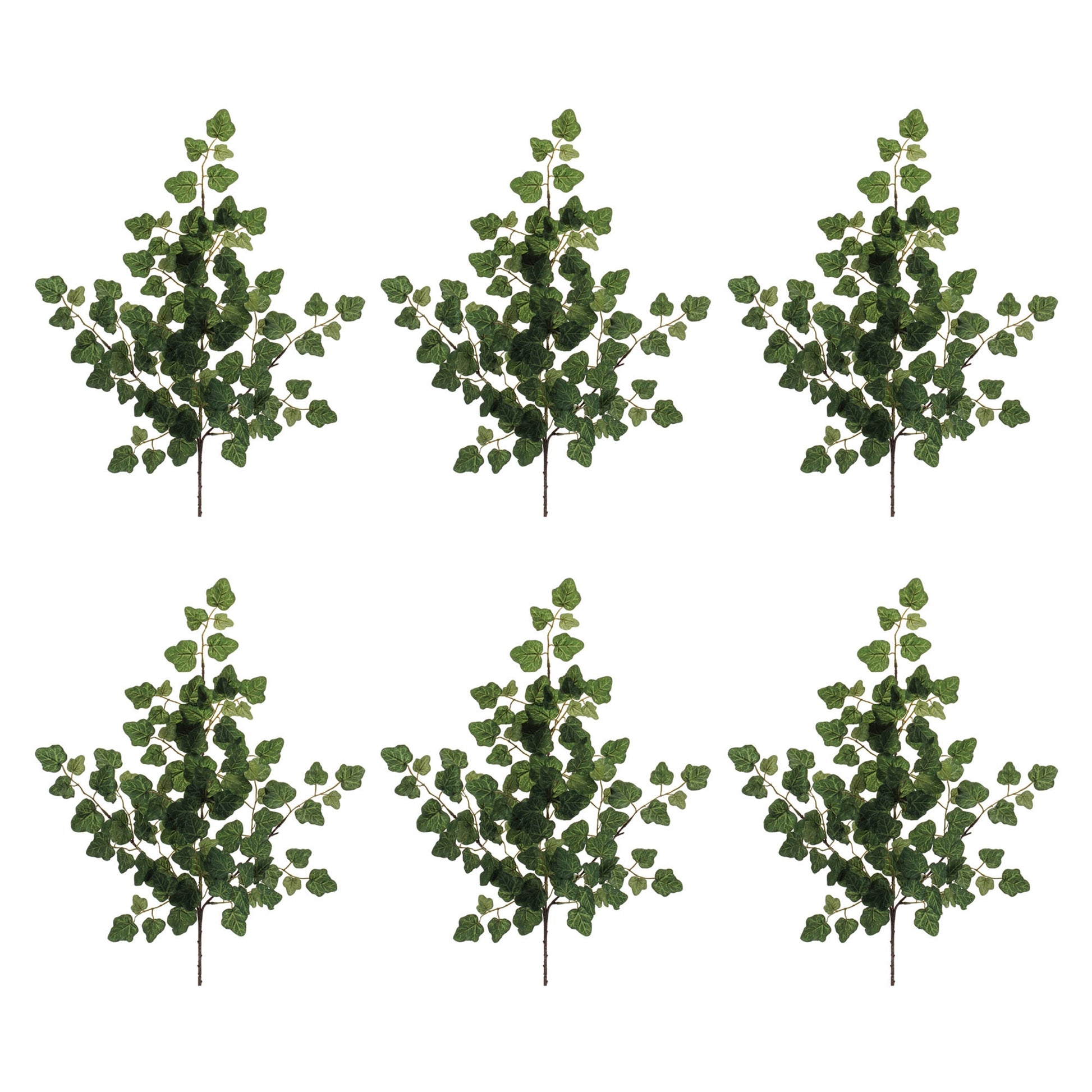 Set of six lush green ivy foliage sprays with wired stems for indoor décor
