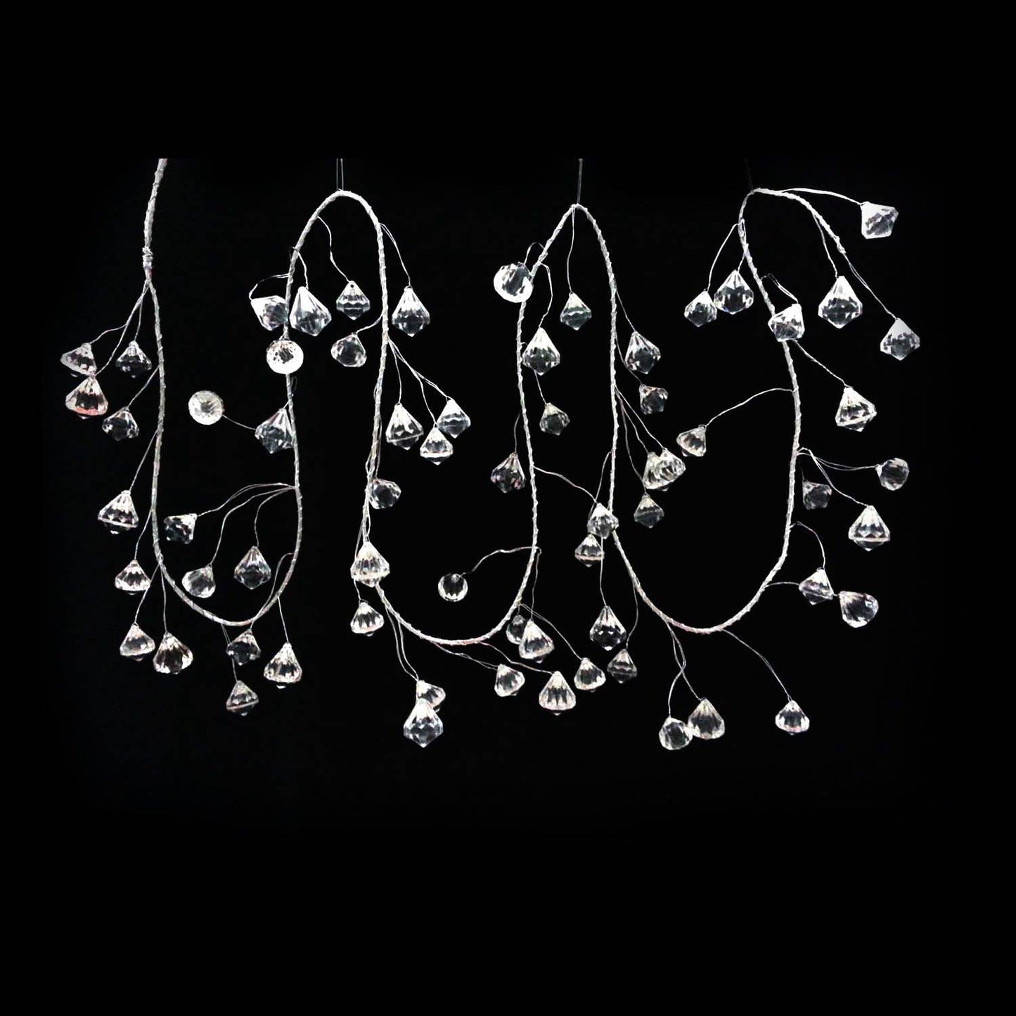 6 foot acrylic diamond garland with crystal faceted beads for luxury wedding and Christmas decorating
