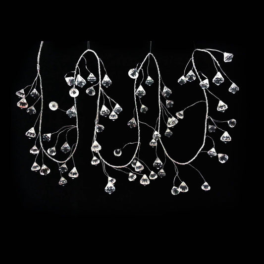 6 foot acrylic diamond garland with crystal faceted beads for luxury wedding and Christmas decorating