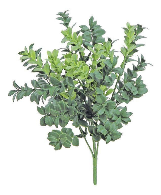 11.75 inch UV-resistant green boxwood bush artificial foliage perfect for indoor and outdoor decorating at RRO Home