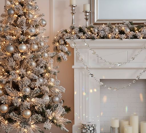 10-yard silver crystal bead garland with shimmering jeweled beads for wedding and holiday decoration
