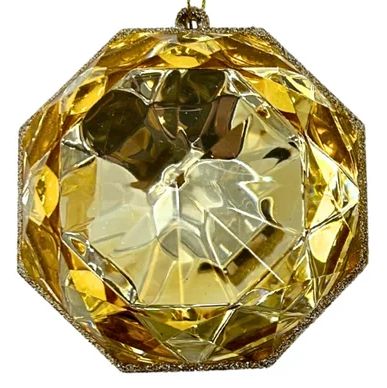 4-inch champagne acrylic precious gem ornament available in round or square faceted shapes
